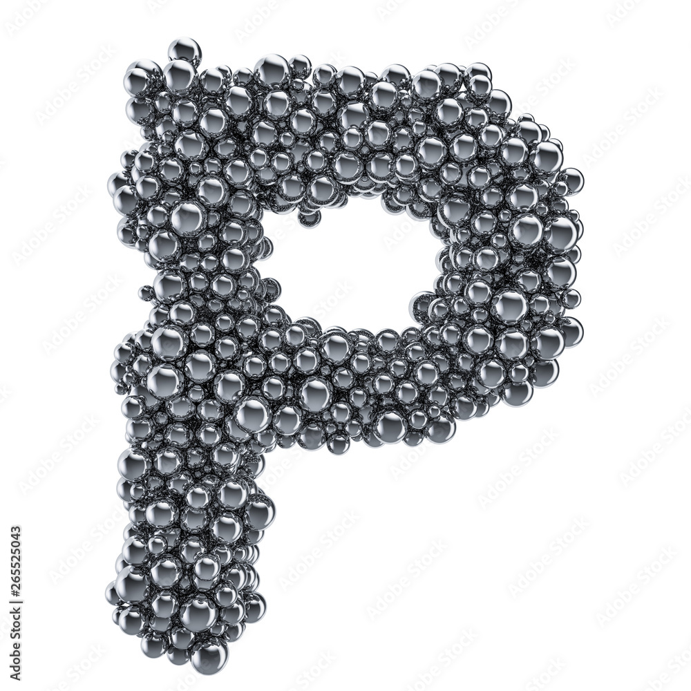 Metallic letter P from metal balls, 3D rendering Metallic letter P from metal balls, 3D rendering