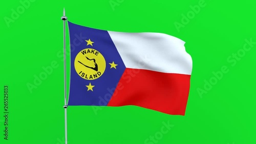 Flag of the country    Wake Island on green background. 3D rendering