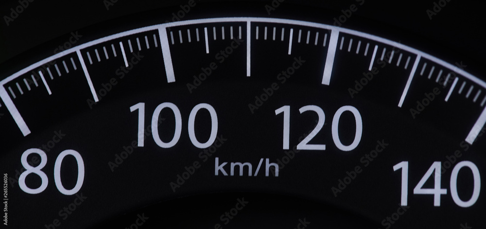 Car speedometer close up