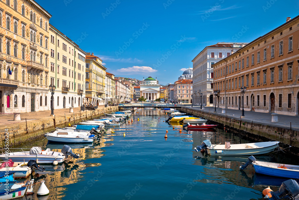 Trieste channel and Ponte Rosso square view