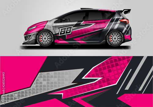 Car wrap livery decal vector , supercar, rally, drift . Graphic abstract stripe racing background . Eps 10 