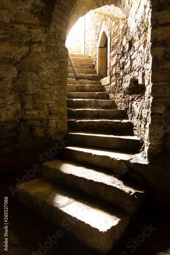 Old stony stairway from the ancient underground cave