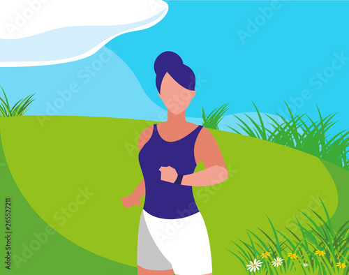 athletic woman running in the camp