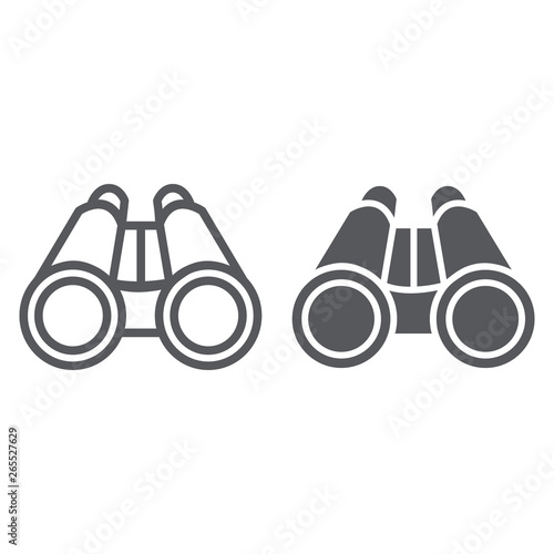 Binoculars line and glyph icon, optical and zoom, surveillance sign, vector graphics, a linear pattern on a white background.