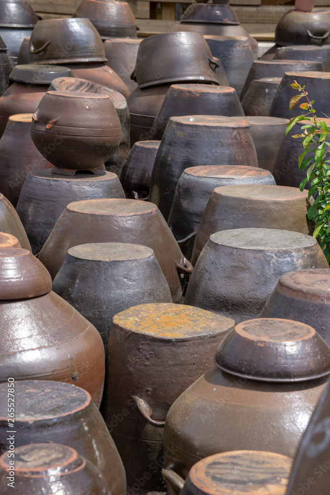 Kimchi pot in clay - Yangdong village near Geyongju South Korea Kimchi pot in clay - Yangdong village near Geyongju South Korea