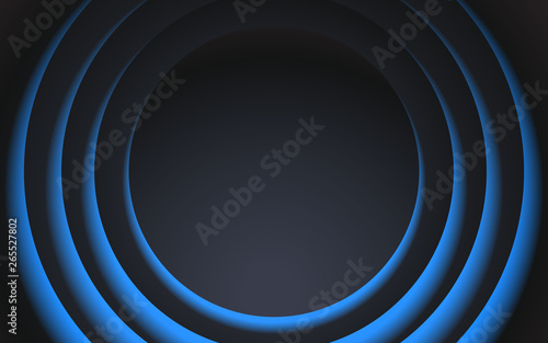 Abstract blue glowing circle vector background. Light round frame with copy space. - Vector