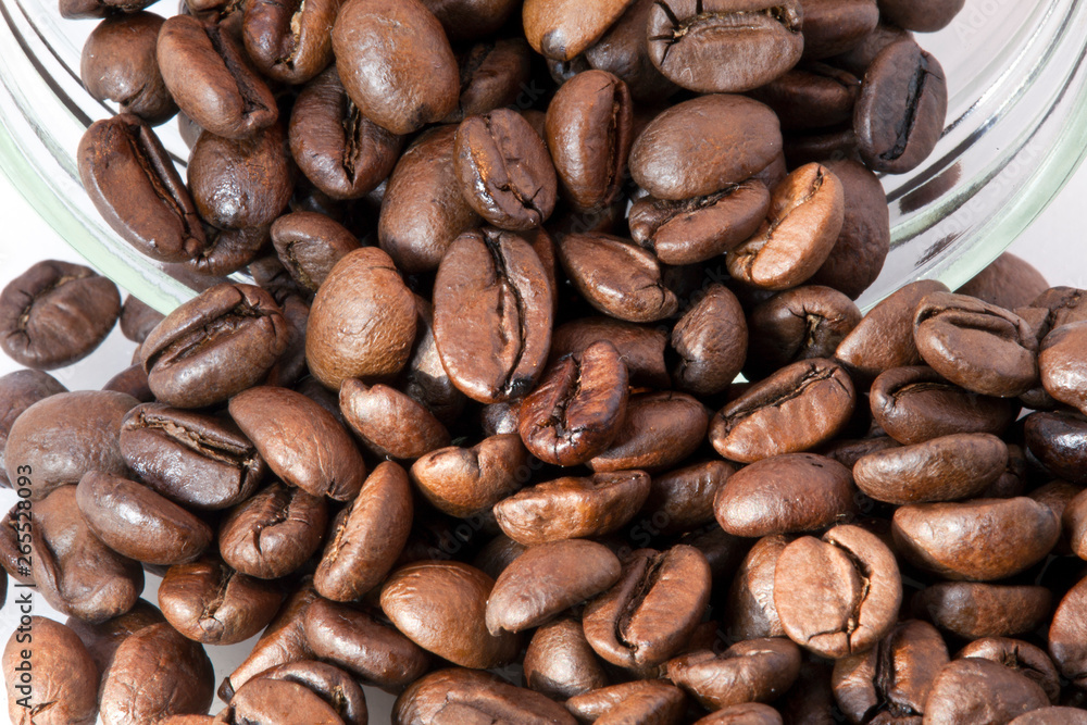 Fototapeta premium Brown coffee on a bilingual background