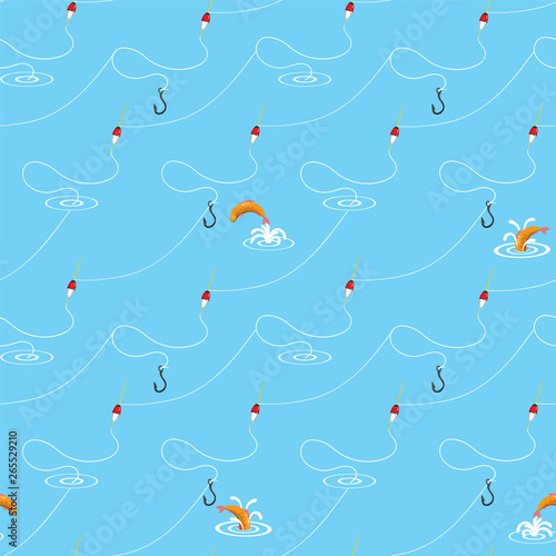 Fishing Floats and Fish Seamless Pattern