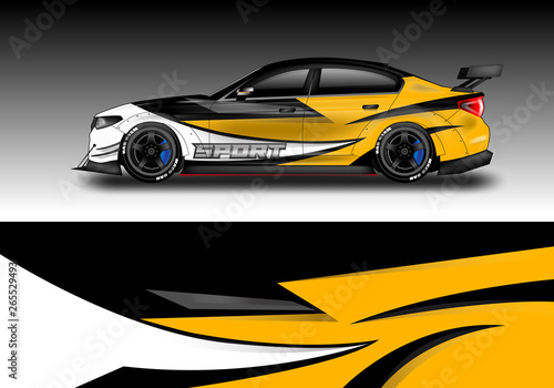 Wrap livery decal car vector   supercar  rally  drift . Graphic abstract stripe racing background . Eps 10