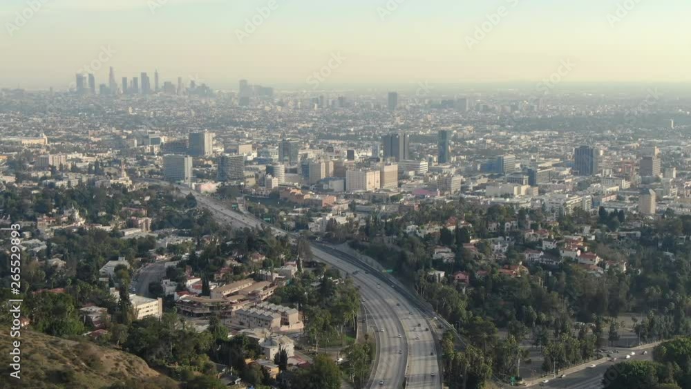 Aerial Establish Shot of Los Angeles from Hollywood USA Aerial Establish Shot of Los Angeles from Hollywood USA