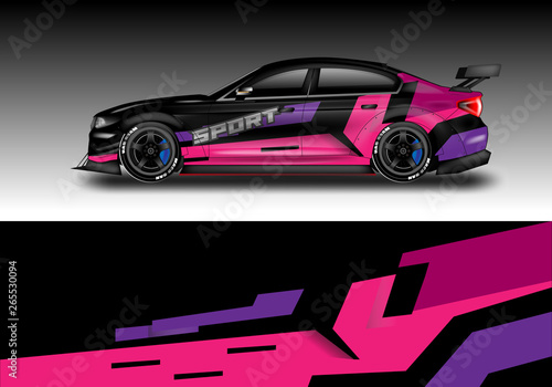 Wrap livery decal car vector   supercar  rally  drift . Graphic abstract stripe racing background . Eps 10