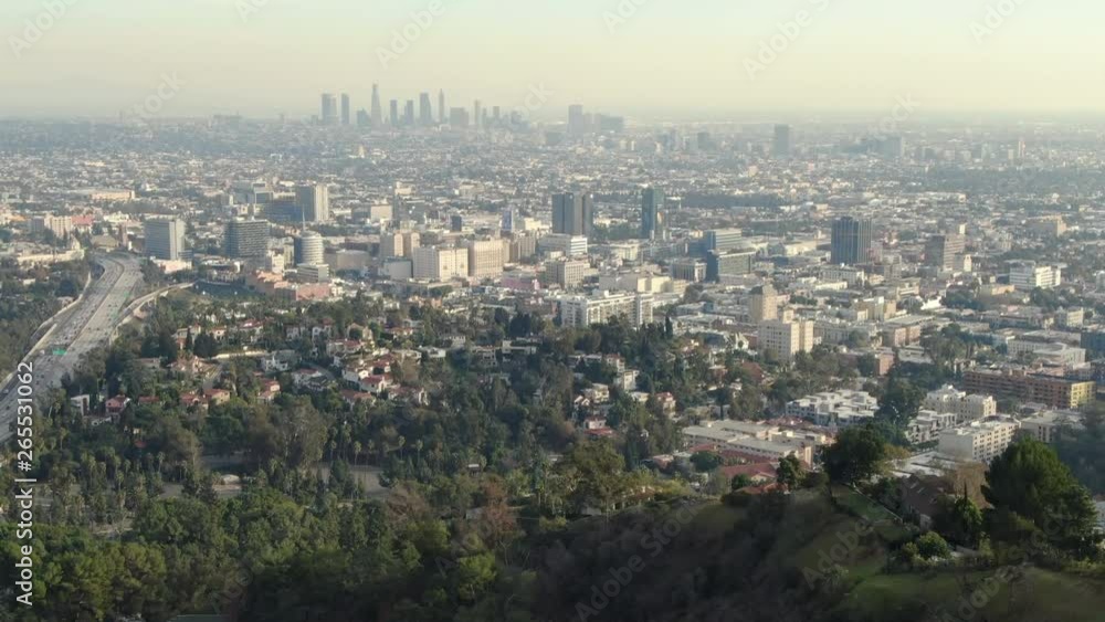 Aerial Establish Shot of Los Angeles from Hollywood USA Aerial Establish Shot of Los Angeles from Hollywood USA