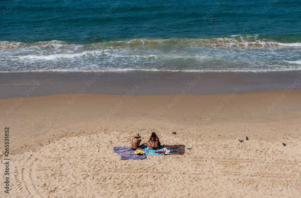 Beachgoers seen from above, Tel Aviv, Israel Beachgoers seen from above, Tel Aviv, Israel