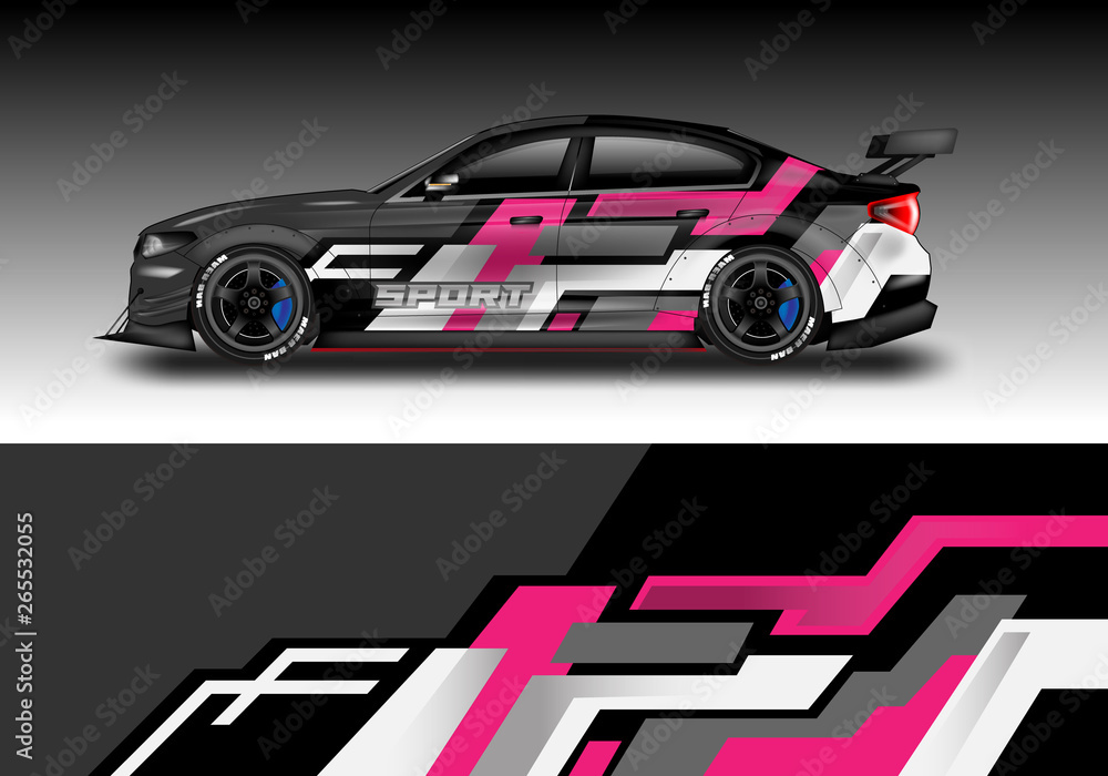 Car wrap designs vector . Background graphic . File ready to print and editable . Eps 10