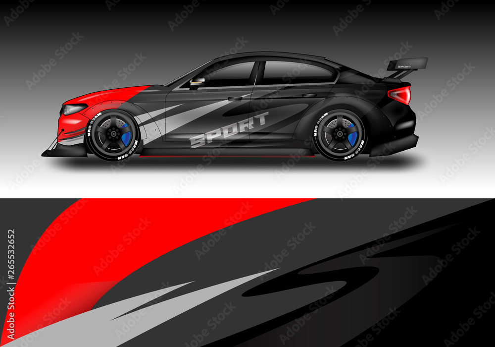 Fototapeta premium Car wrap designs vector . Background graphic . File ready to print and editable . Eps 10