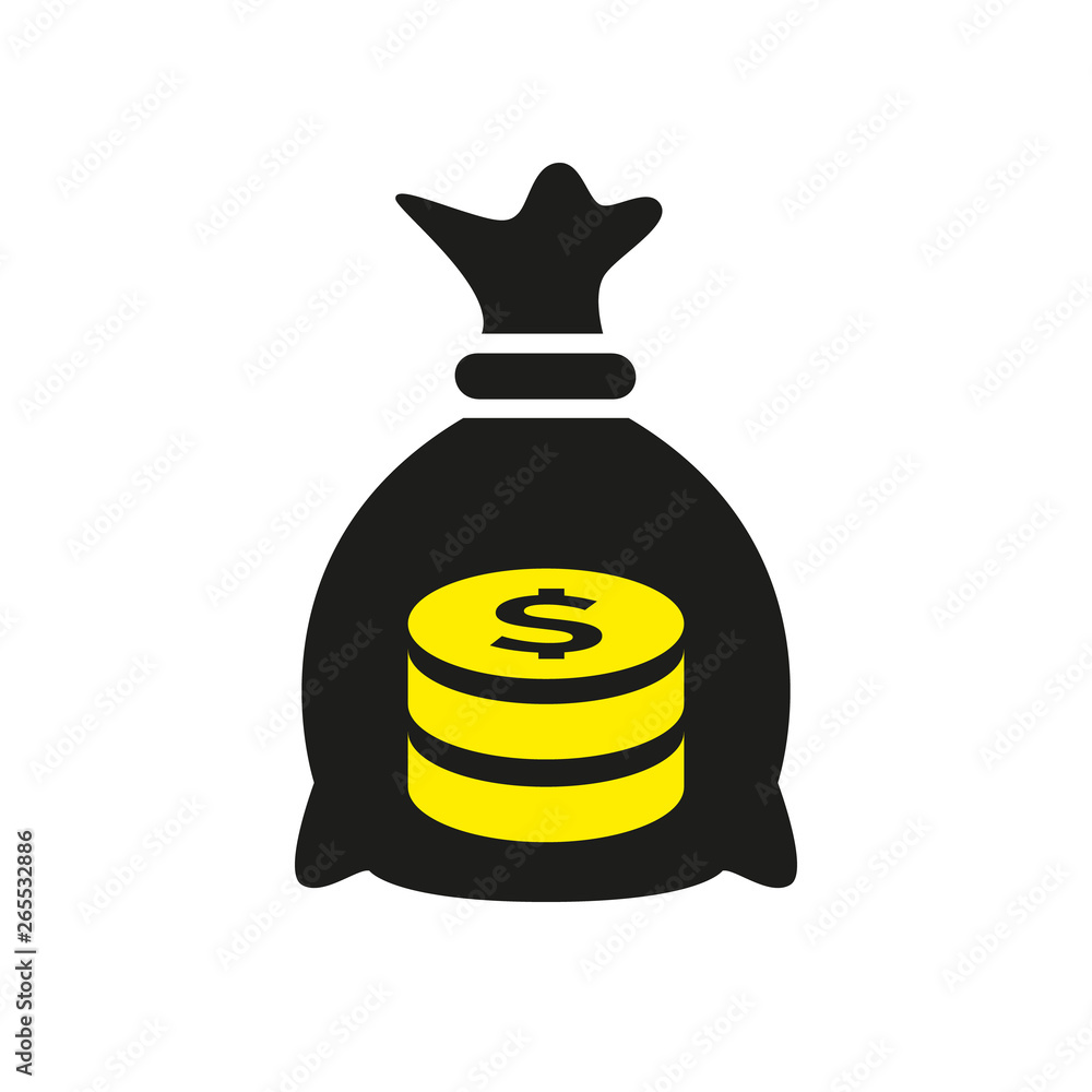 Naklejka premium Money bag icon on white background.
