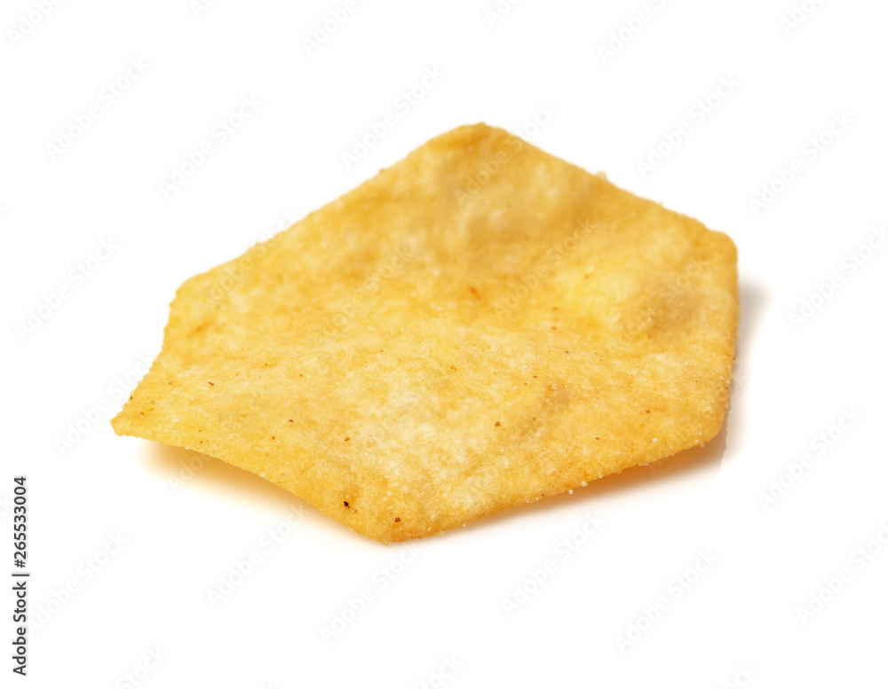Tasty crispy potato chips isolated on white background Tasty crispy potato chips isolated on white background