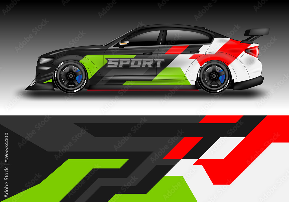 Livery decal car vector , supercar, rally, drift . Graphic abstract stripe racing background . File ready to print and editable . Livery decal car vector , supercar, rally, drift . Graphic abstract stripe racing background . File ready to print and editable .