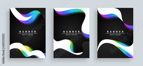 Abstract vector covers set. Liquid texture, fluid gradient wave. Futuristic posters. Contrast colors. Template for banners, brochures, flyers, posters for party and festival.2. Eps 10