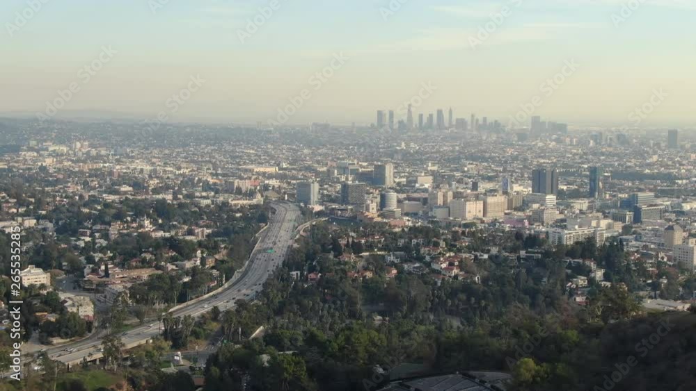 Aerial Establish Shot of Los Angeles from Hollywood USA Aerial Establish Shot of Los Angeles from Hollywood USA