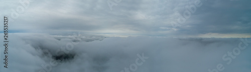Flight Above The Clouds. Aerial Shot.