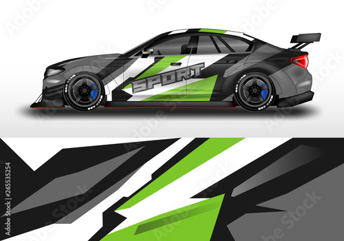 Livery decal car vector , supercar, rally, drift . Graphic abstract stripe racing background . File ready to print and editable .