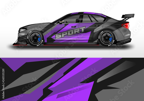 Livery decal car vector , supercar, rally, drift . Graphic abstract stripe racing background . File ready to print and editable .