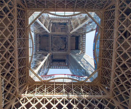The Eiffel Tower interior in Paris, France