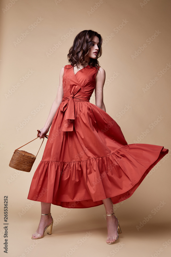 Pretty beautiful sexy elegance woman skin tan body fashion model glamor pose wear trend dress casual clothes party summer collection makeup hair style brunette success accessory jewelry studio. Pretty beautiful sexy elegance woman skin tan body fashion model glamor pose wear trend dress casual clothes party summer collection makeup hair style brunette success accessory jewelry studio.