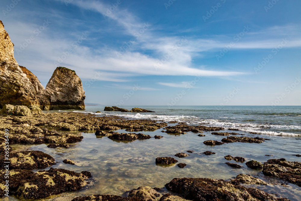 Rock formations at low tide, at Freshwater Bay on the Isle of Wight
