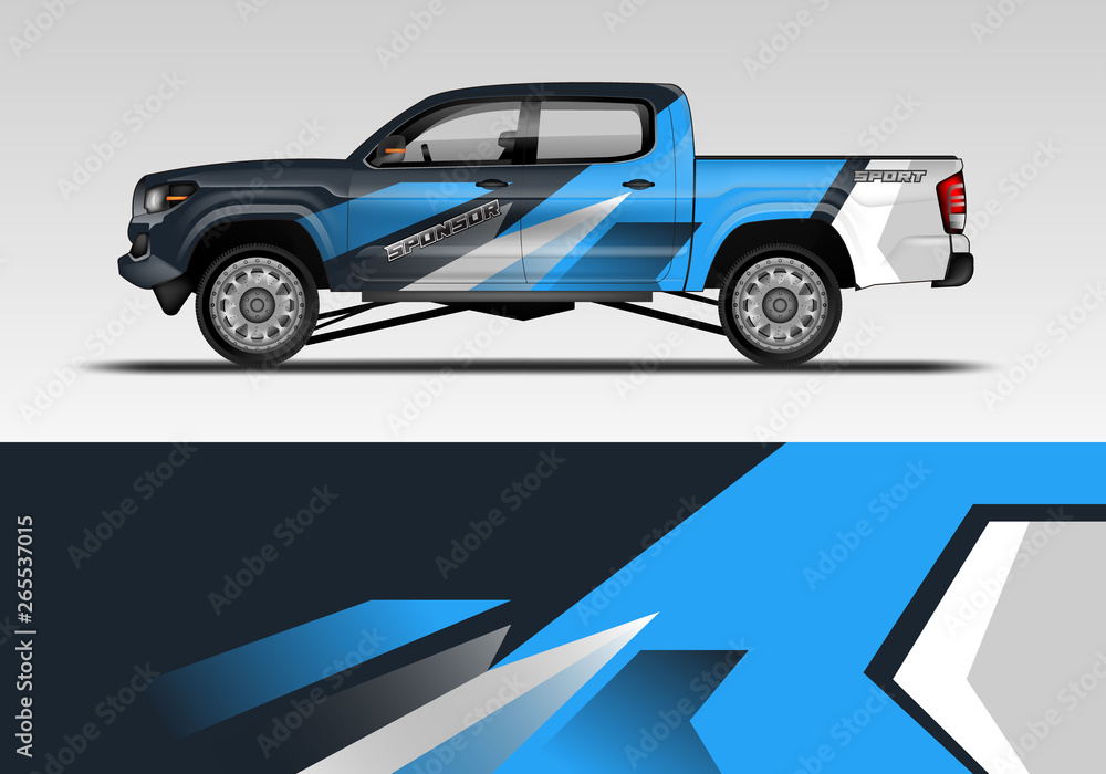 Racing car decal wrap vector designs. Truck and cargo van decal, company , rally, drift . Eps 10 