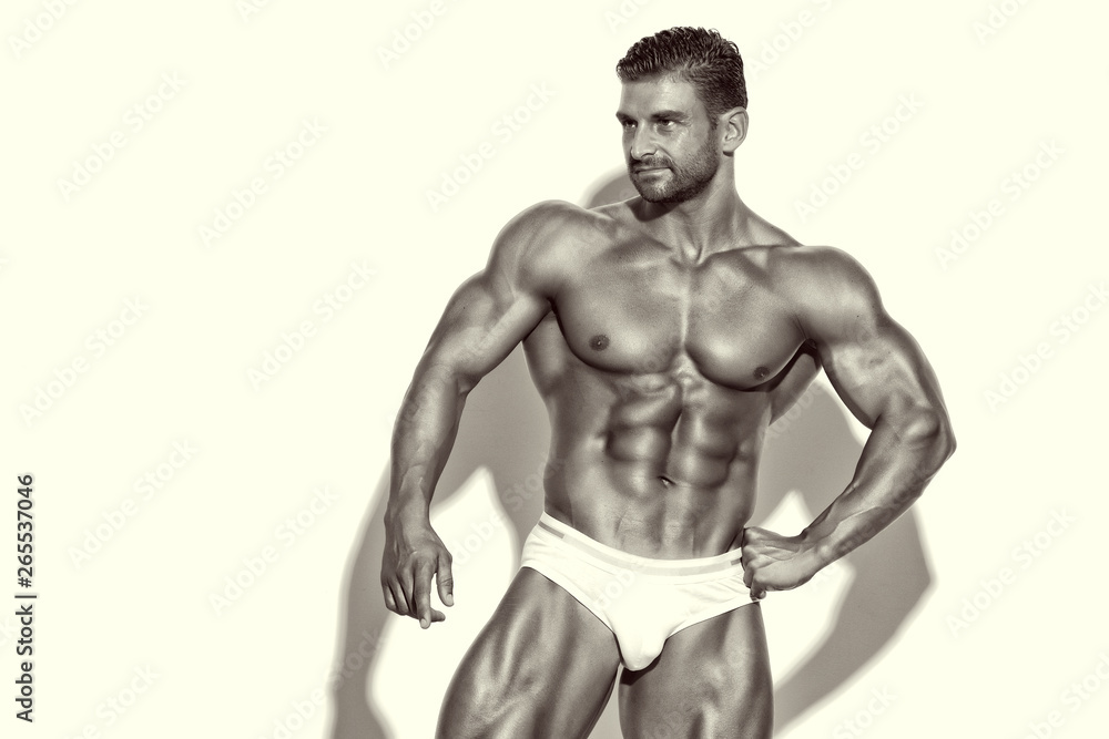 Fototapeta premium Handsome Muscular Male Model in Underwear