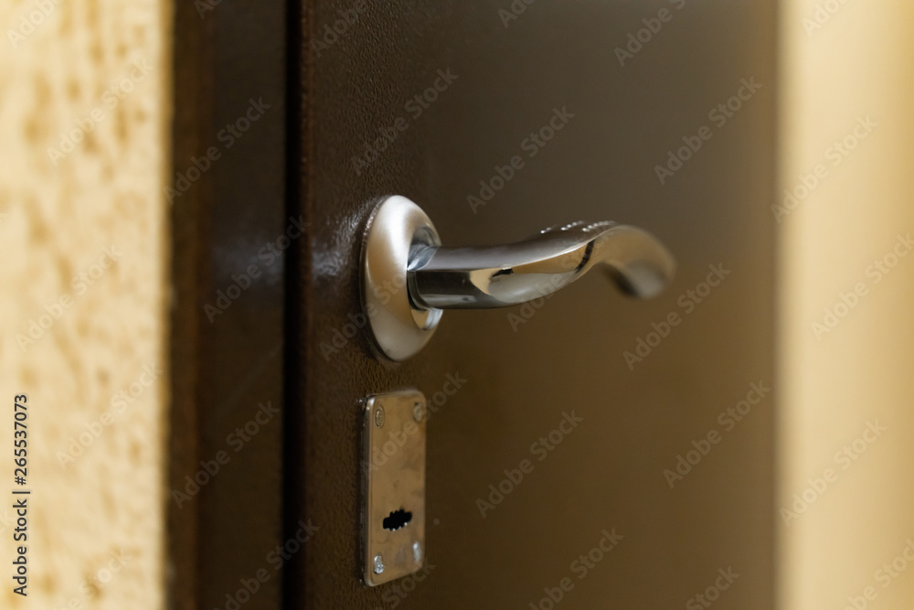 chrome door handle with lock on metal front door chrome door handle with lock on metal front door
