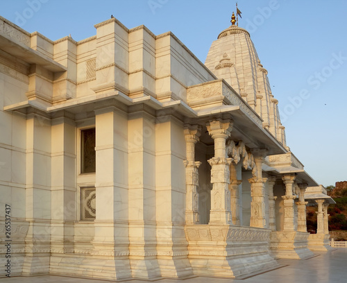 View of the side of public Lakshmi Narayana Hindu Temple (Birla Mandir) in Jaipur, Rajasthan. India.