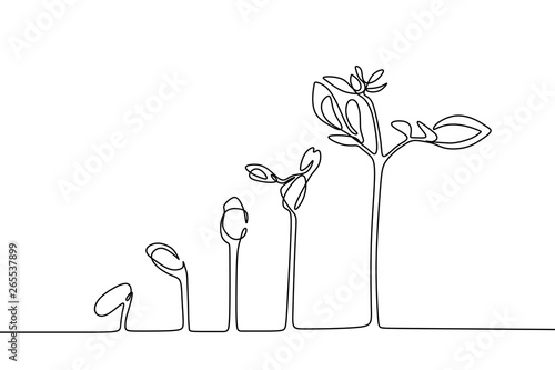 Plant growing continuous line drawing one hand drawn minimalist design