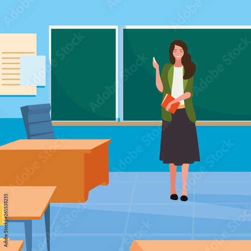 female teacher in the classroom character
