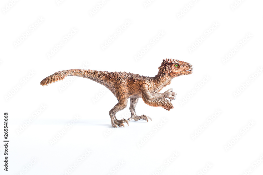 Plastic dinosaur syntarsus - toy isolated on white Plastic dinosaur syntarsus - toy isolated on white