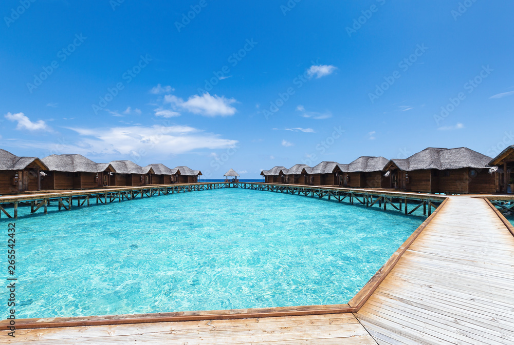 water bungalows at maldivian island