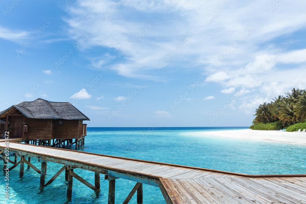 water bungalows at maldivian island