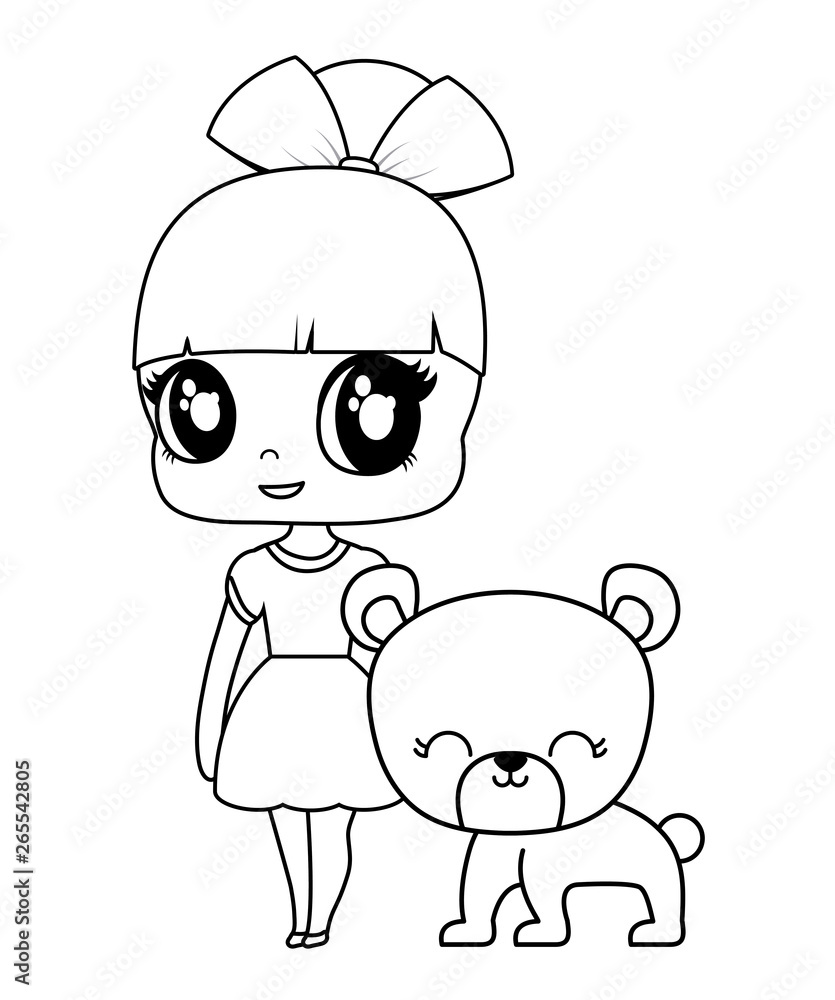 Obraz premium cute little doll with bear animal