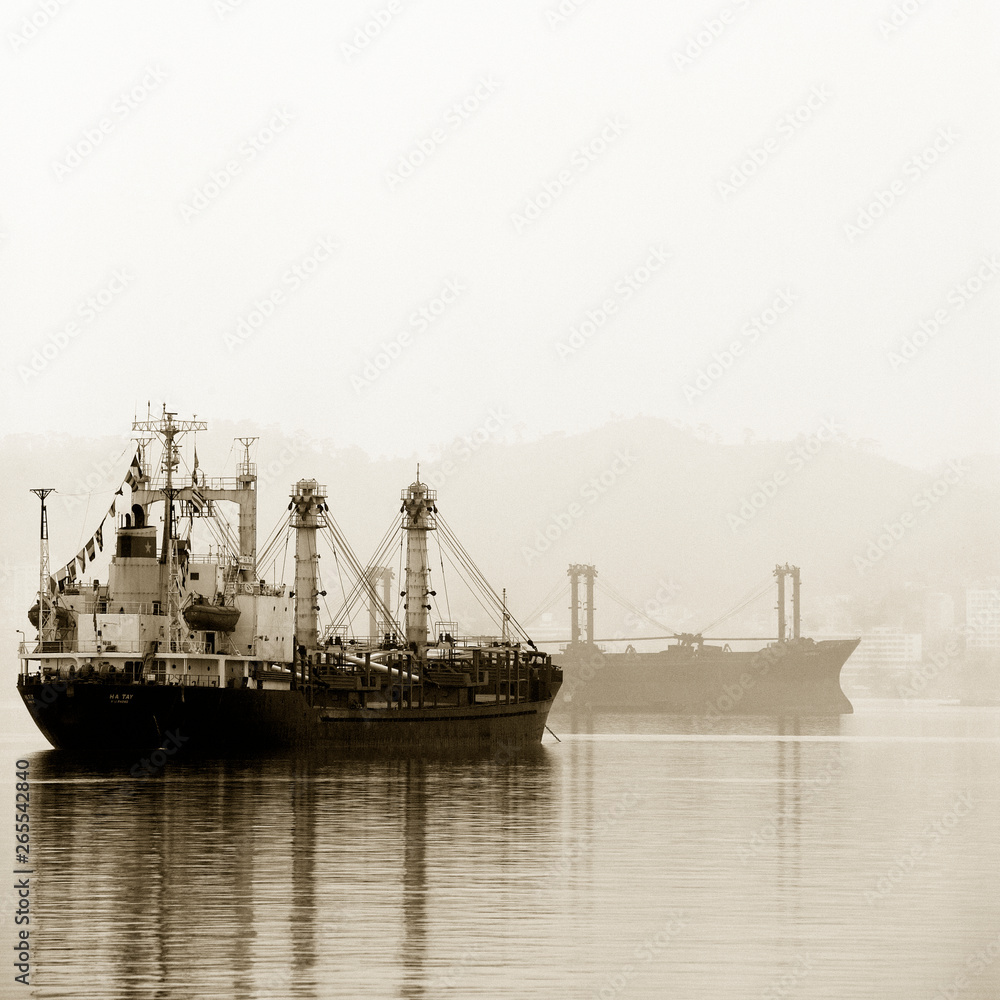 Ships in bay, Halong Bay, Quang Ninh, Vietnam Ships in bay, Halong Bay, Quang Ninh, Vietnam