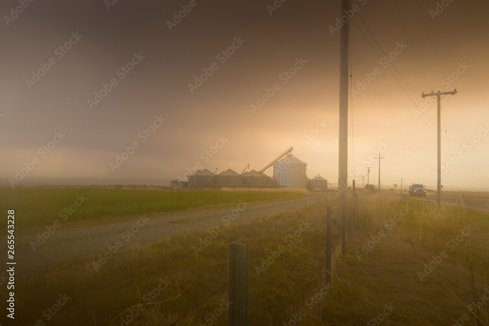Dust storm over rural landscape Dust storm over rural landscape