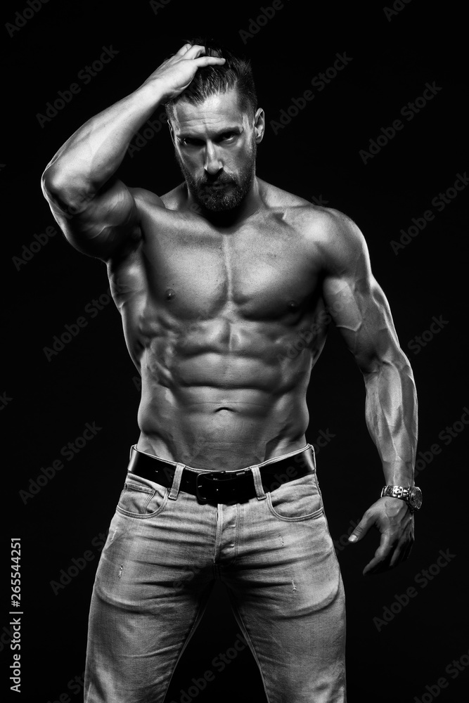 Handsome Muscular Shirtless Men in Jeans Handsome Muscular Shirtless Men in Jeans