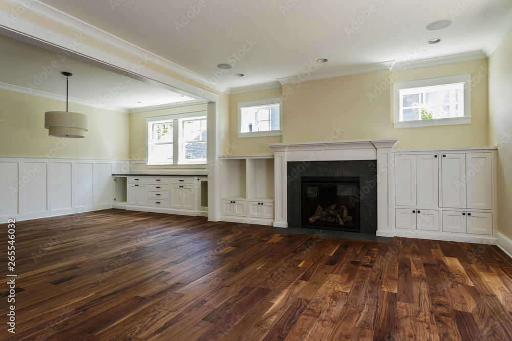 Fireplace and built-in shelves in living room Fireplace and built-in shelves in living room