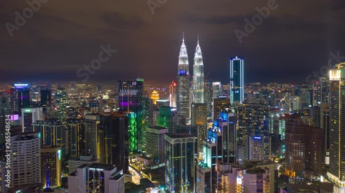 Wallpaper Mural kuala lumpur cityscape downtown night time illuminated aerial panorama 4k timelapse malaysia Torontodigital.ca