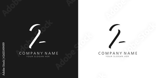 2 logo numbers modern black and white design	