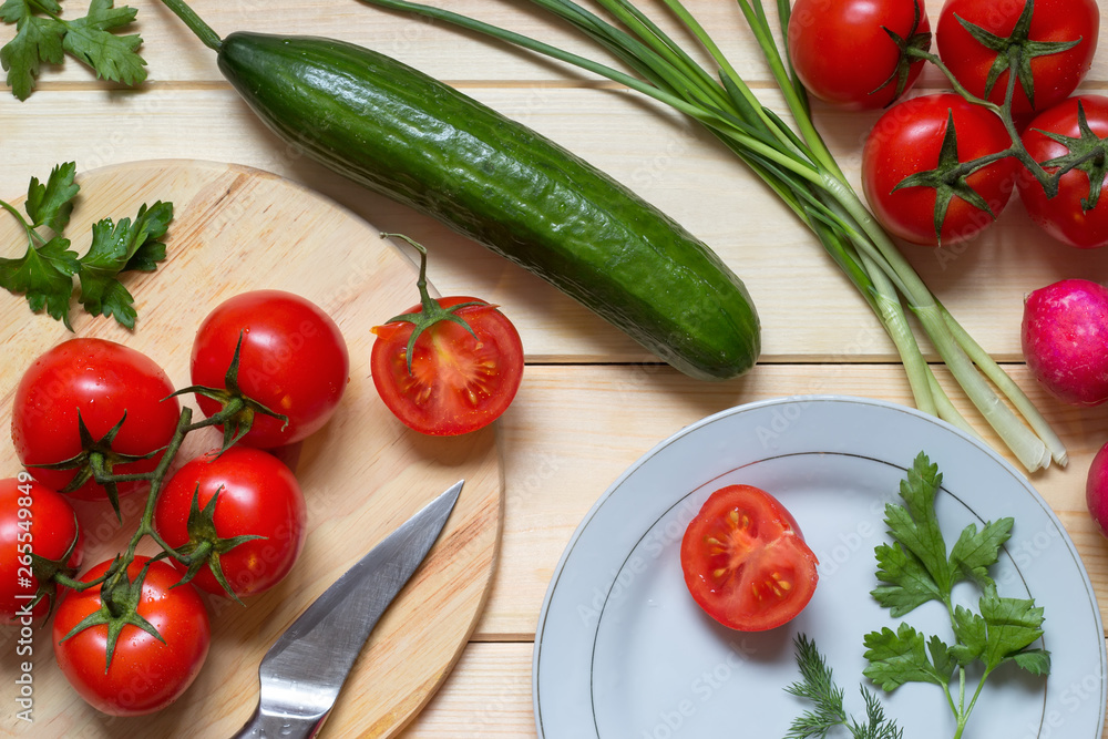 Healthy food ingredients prepared for cooking Healthy food ingredients prepared for cooking