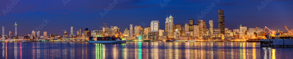 Number 12 illuminated in highrise, Seattle, Washington, United States Number 12 illuminated in highrise, Seattle, Washington, United States