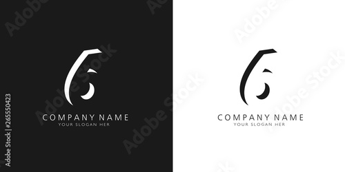 6 logo numbers modern black and white design 