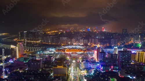 Wallpaper Mural night illumination zhuhai city traffic street macau port aerial panorama 4k timelapse china  Torontodigital.ca
